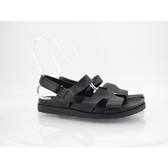 Steven Steve Madden Faun Sandals Womens 11 Black Strappy Wedge Comfy Vegan - Picture 2 of 14